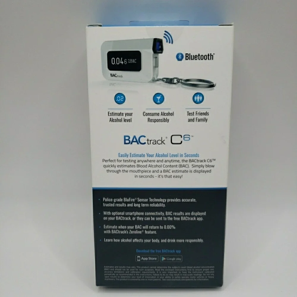 BACtrack C6 Keychain Breathalyzer - White, Bluetooth Smartphone Ready
